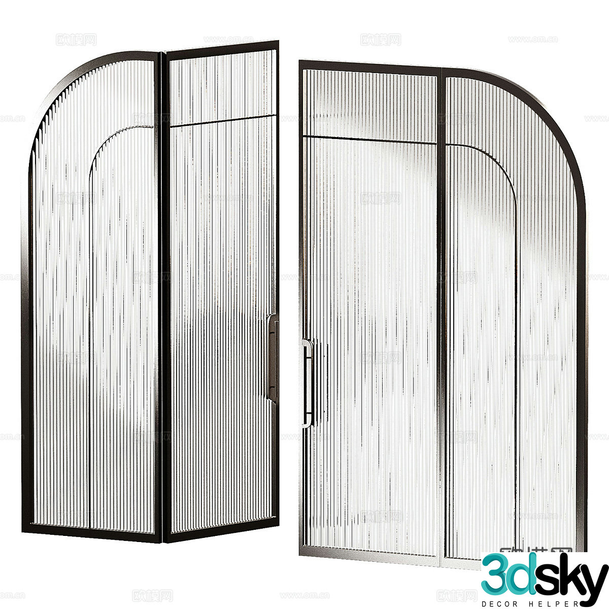 Modern Italian minimalist arched glass door 3d model
