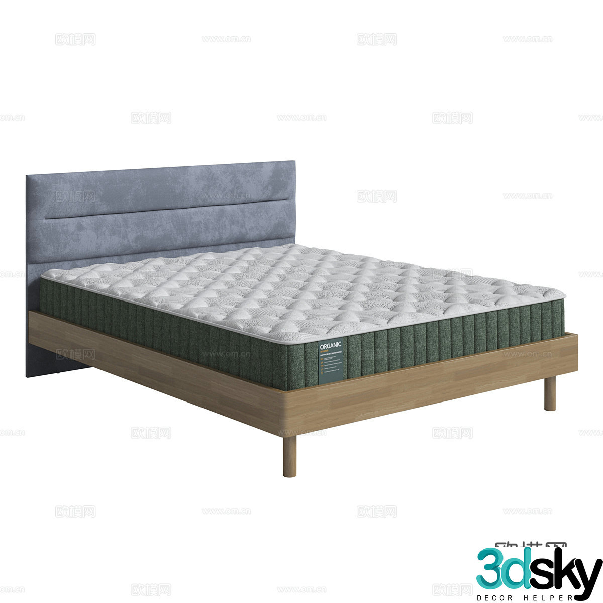 Nordic simple double bed double bed simple bed bedroom bed 3d model