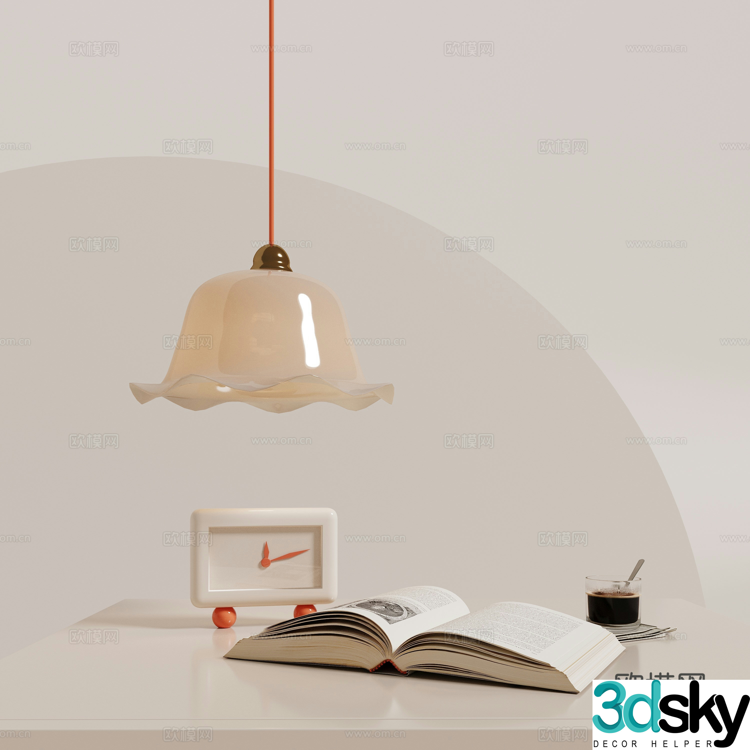 Creamy wind chandelier 3d model