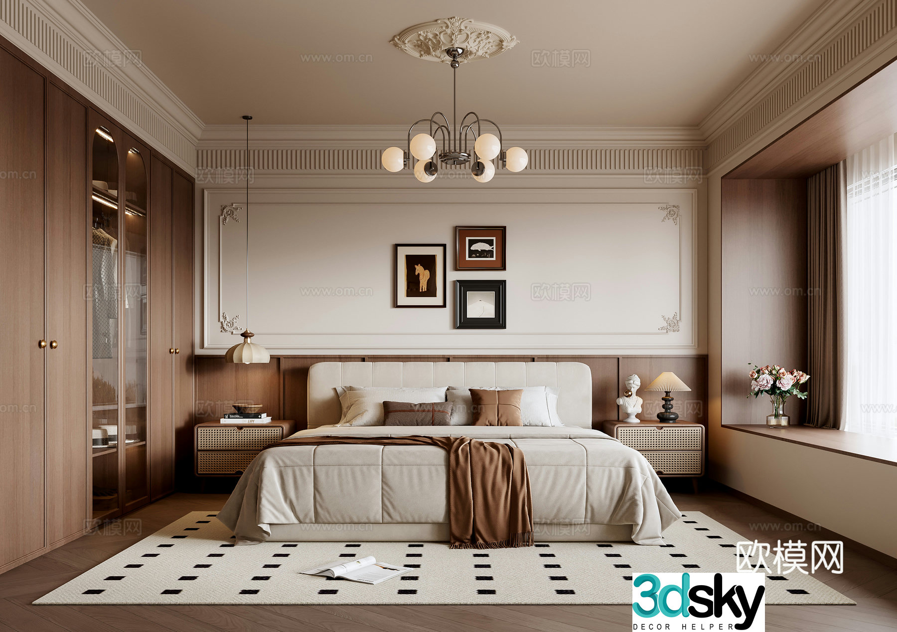 Middle-aged bedroom 3d model