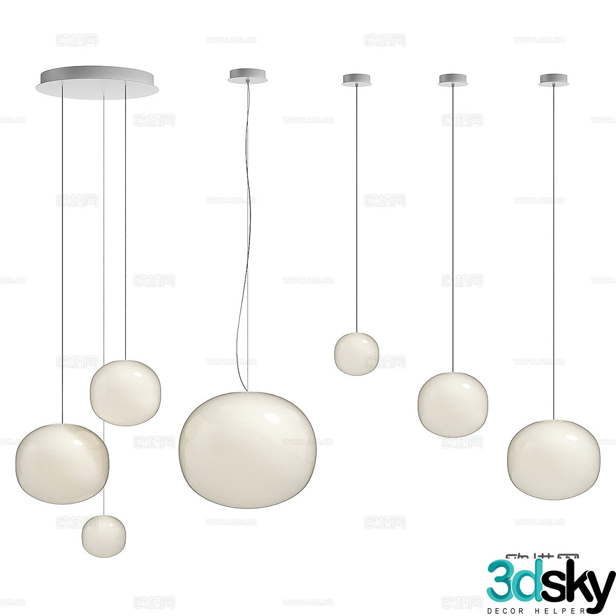 Modern minimalist cream style decorative small chandelier 3d model