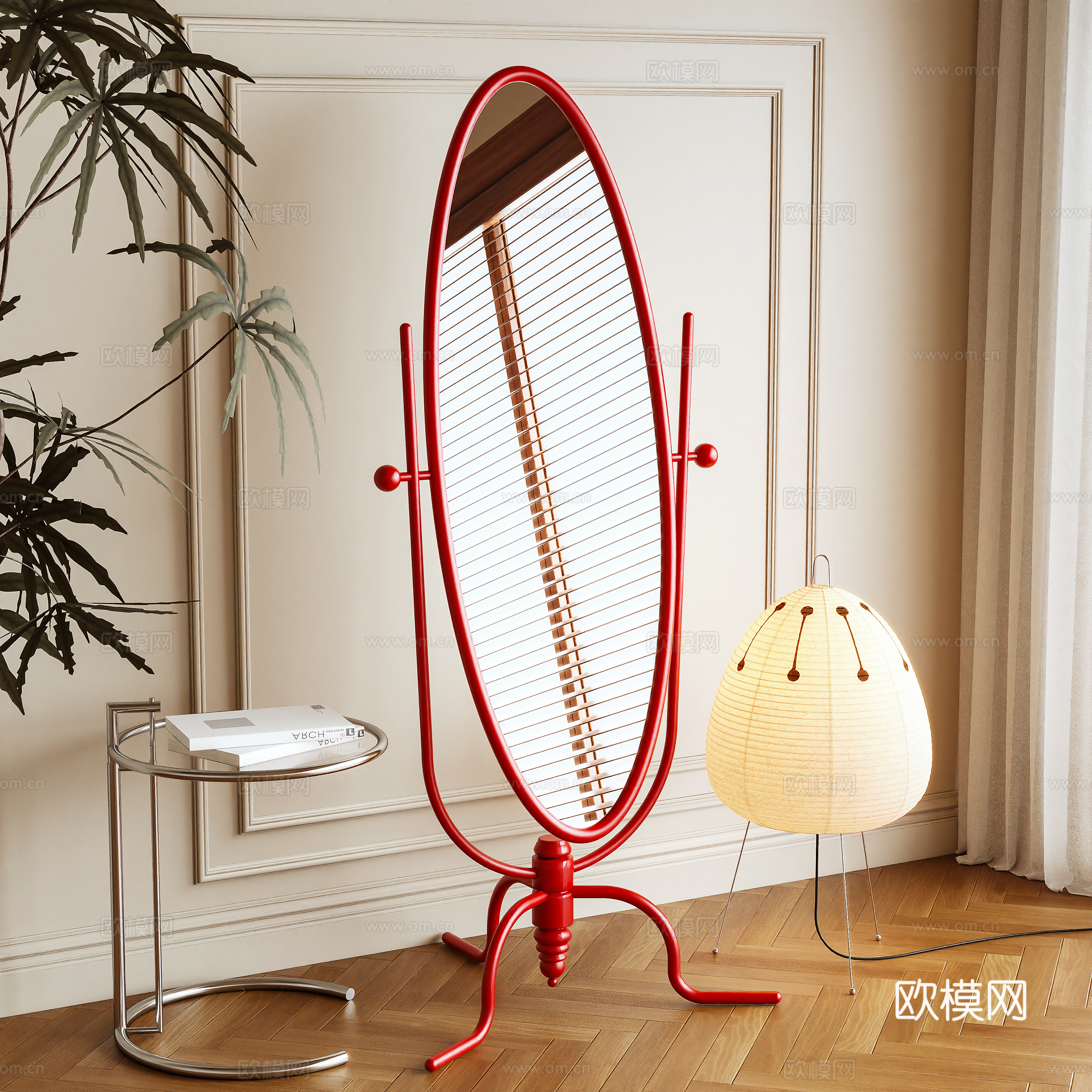 Modern mirror floor-to-ceiling mirror full-body mirror 3d model