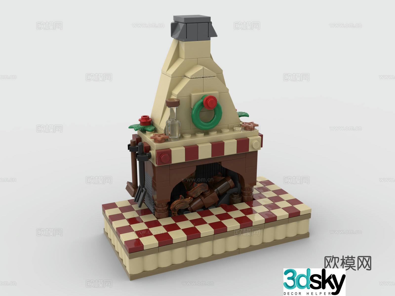 LEGO LEGO Toys Building Blocks Christmas Fireplace 3d Model