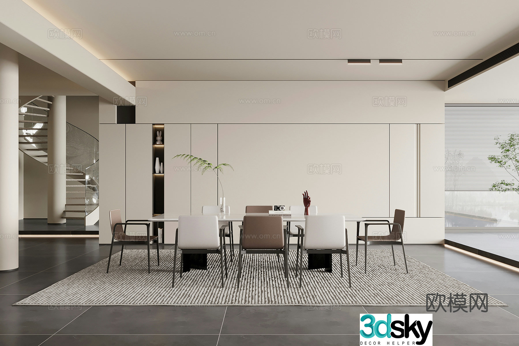 Restaurant Modern and simple restaurant Dining table and chair combination 3D model