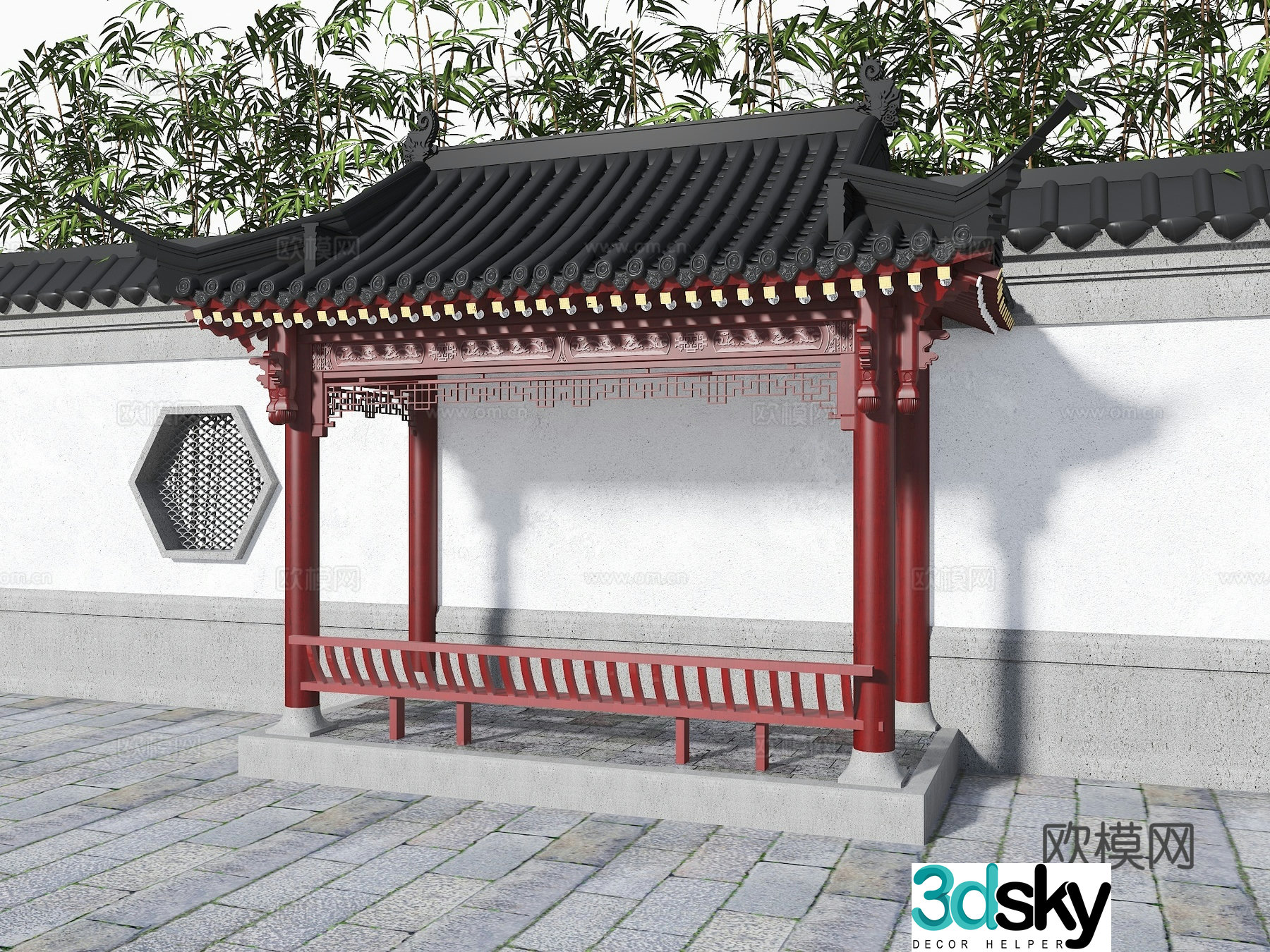Chinese style pavilion ancient building pavilion rest pavilion half pavilion ancient building Chinese style wind and rain pavilion 3D model