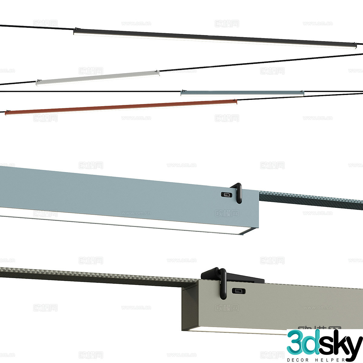 Modern minimalist linear skylight 3D model