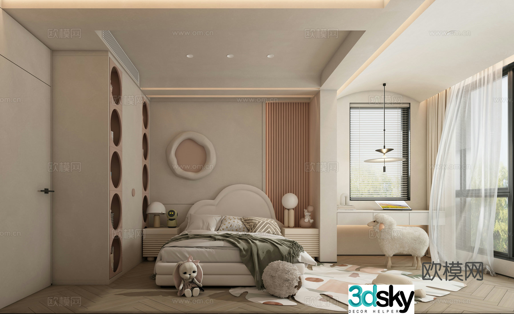 Creamy children’s room 3d model