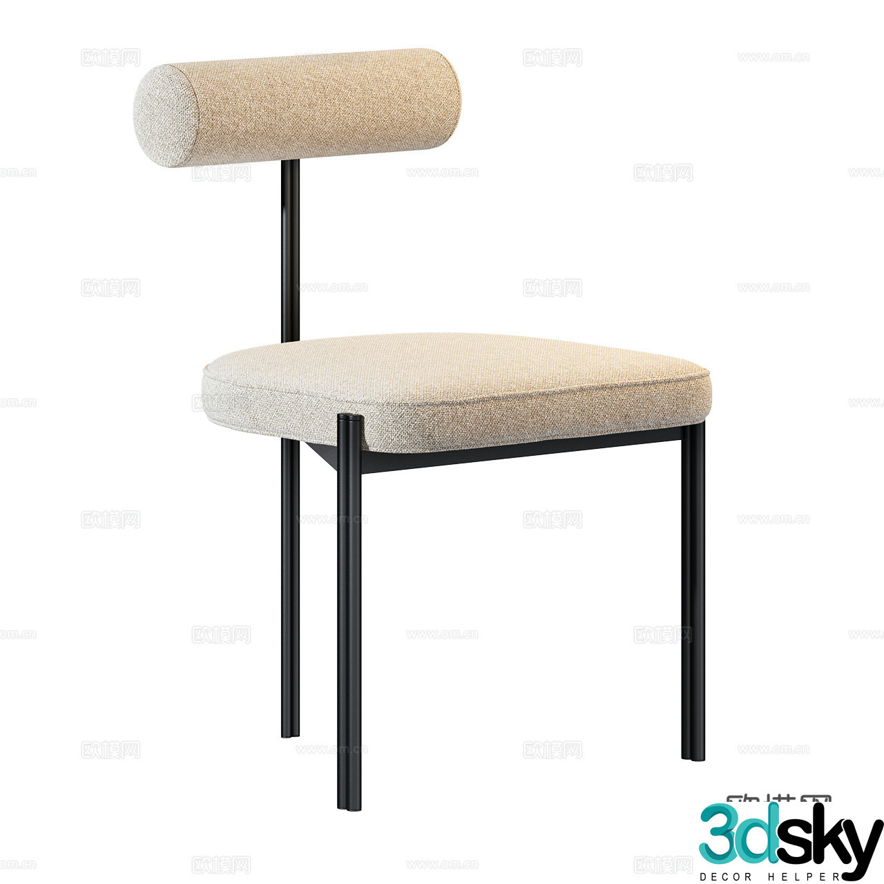 Caillou modern single chair extremely simple chair fabric single chair dining chair book chair 3d model