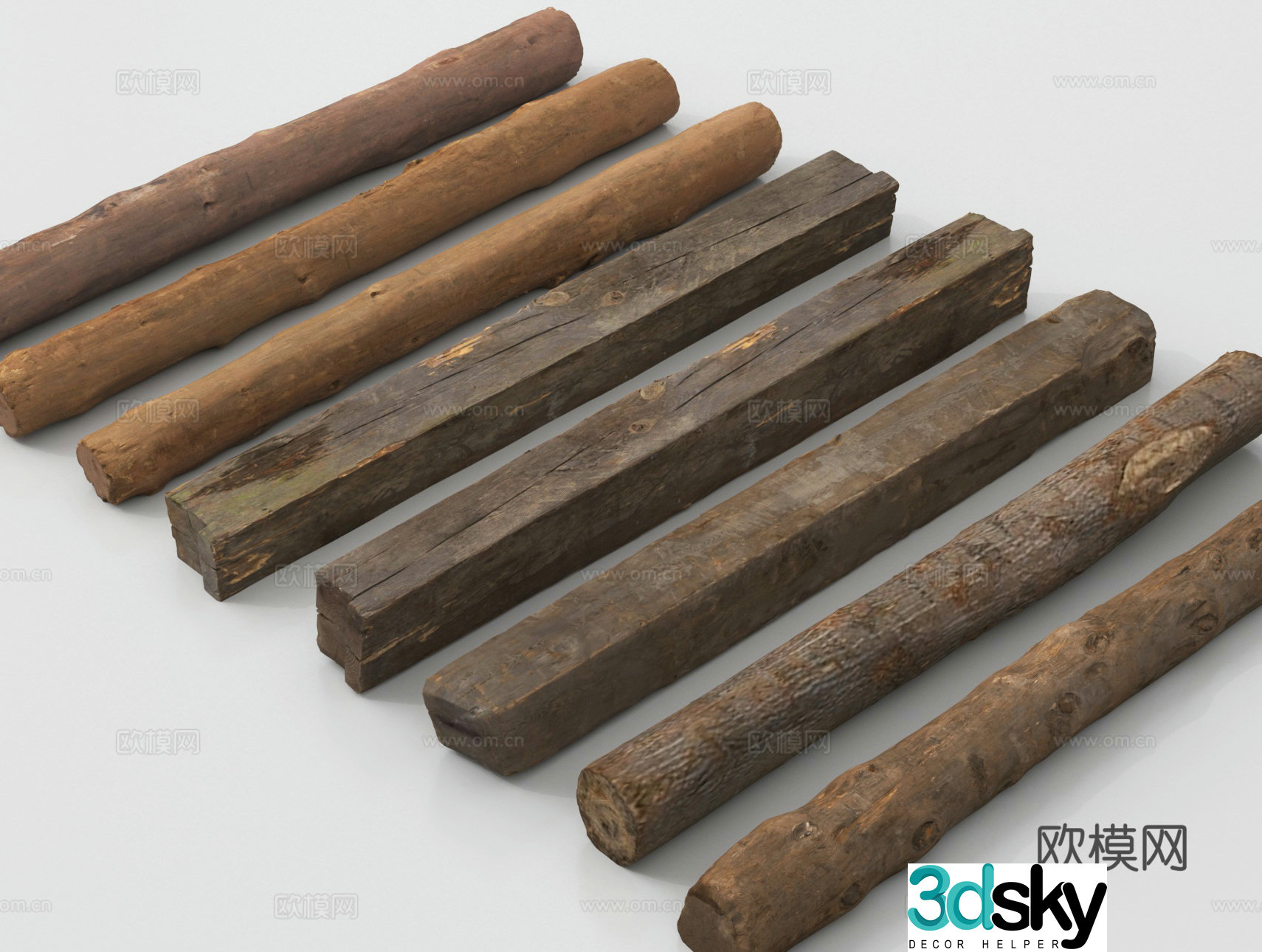 Old wood wooden strips wooden blocks log 3d model