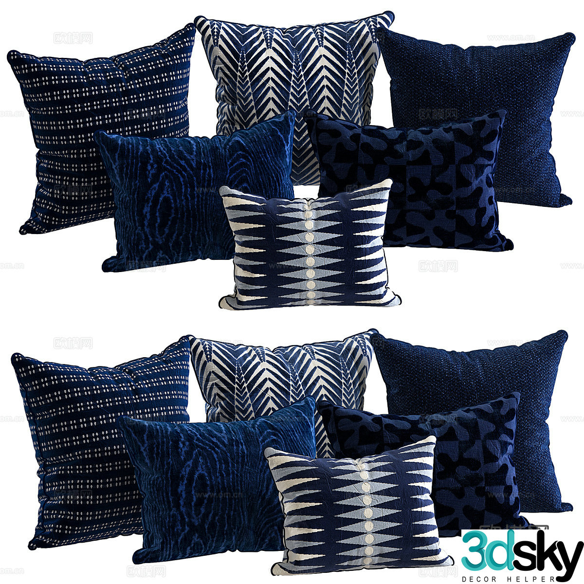 New Chinese style fabric pillow 3D model