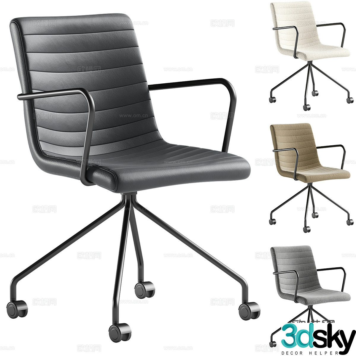Modern Italian minimalist fabric leather office chair 3d model