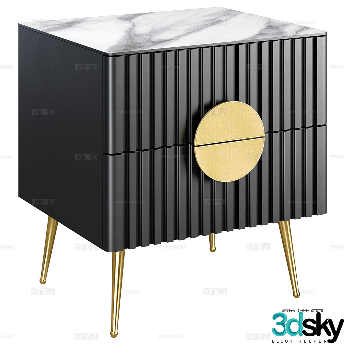 New Chinese style light luxury bedside table 3D model