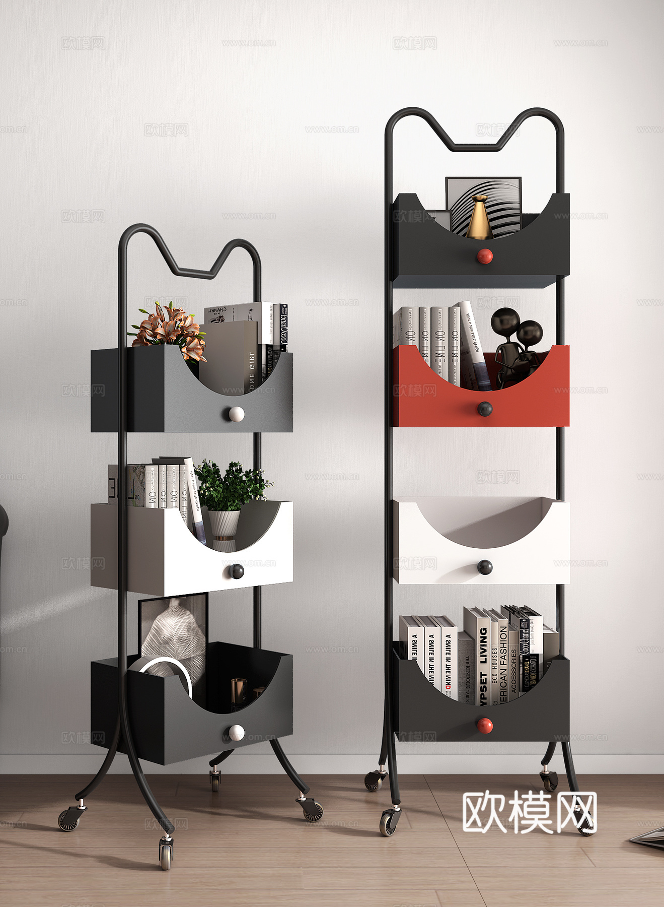 Dopamine multi-layer storage small bookcase snack rack corner floor storage rack 3D model