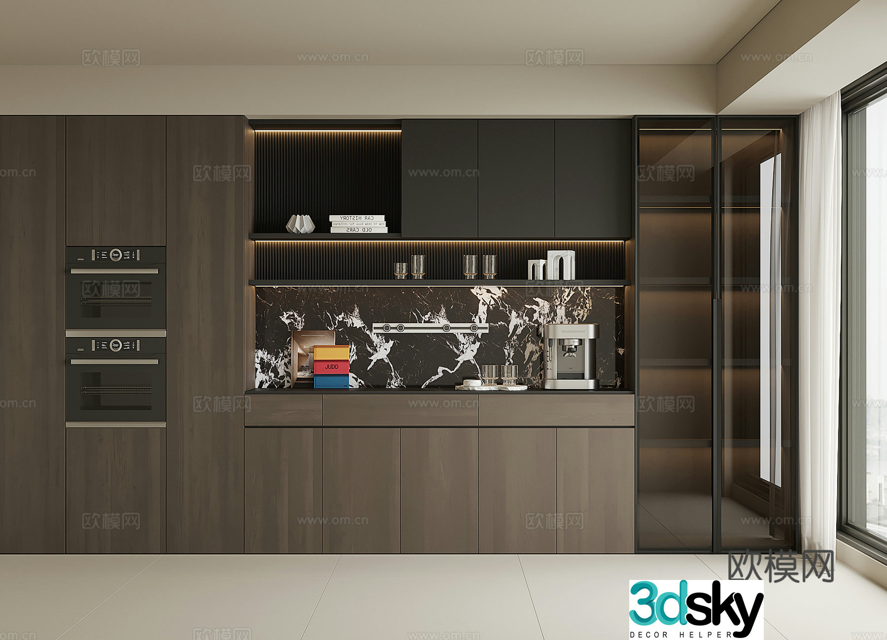 Modern wine cabinet sideboard 3D model