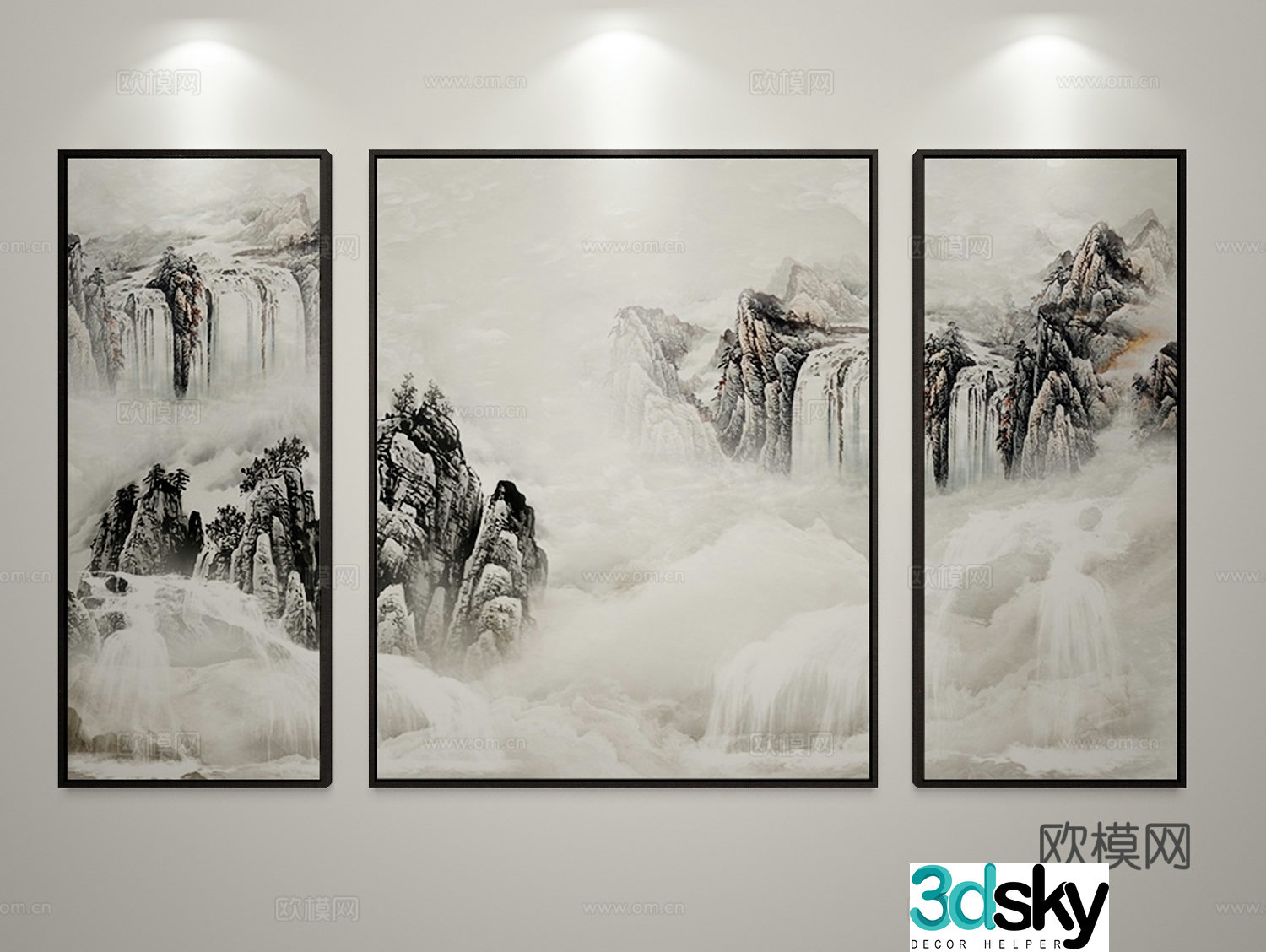 New Chinese style decorative painting 3D model