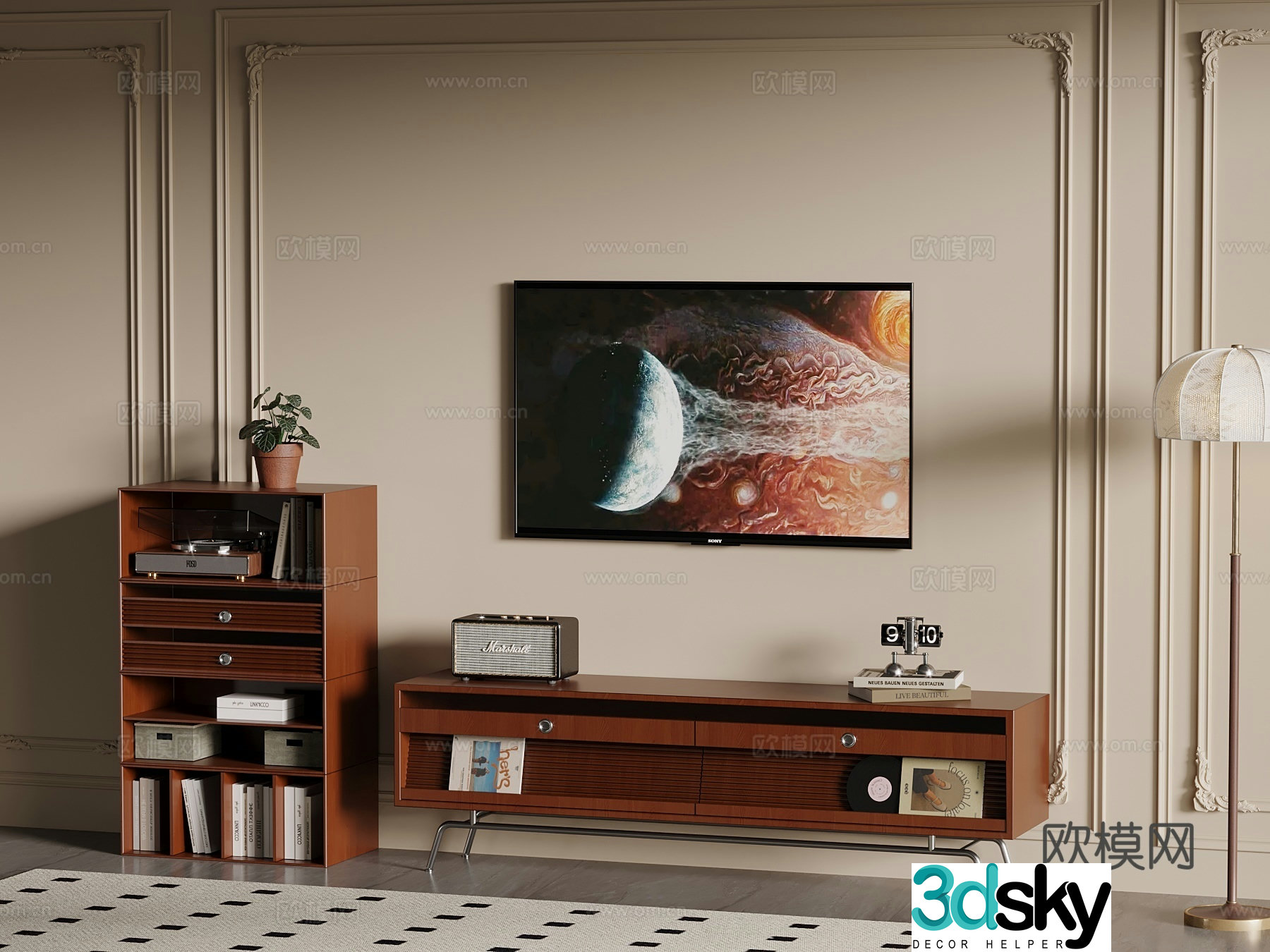 Middle-aged TV cabinet jewelry ornaments TV 3d model