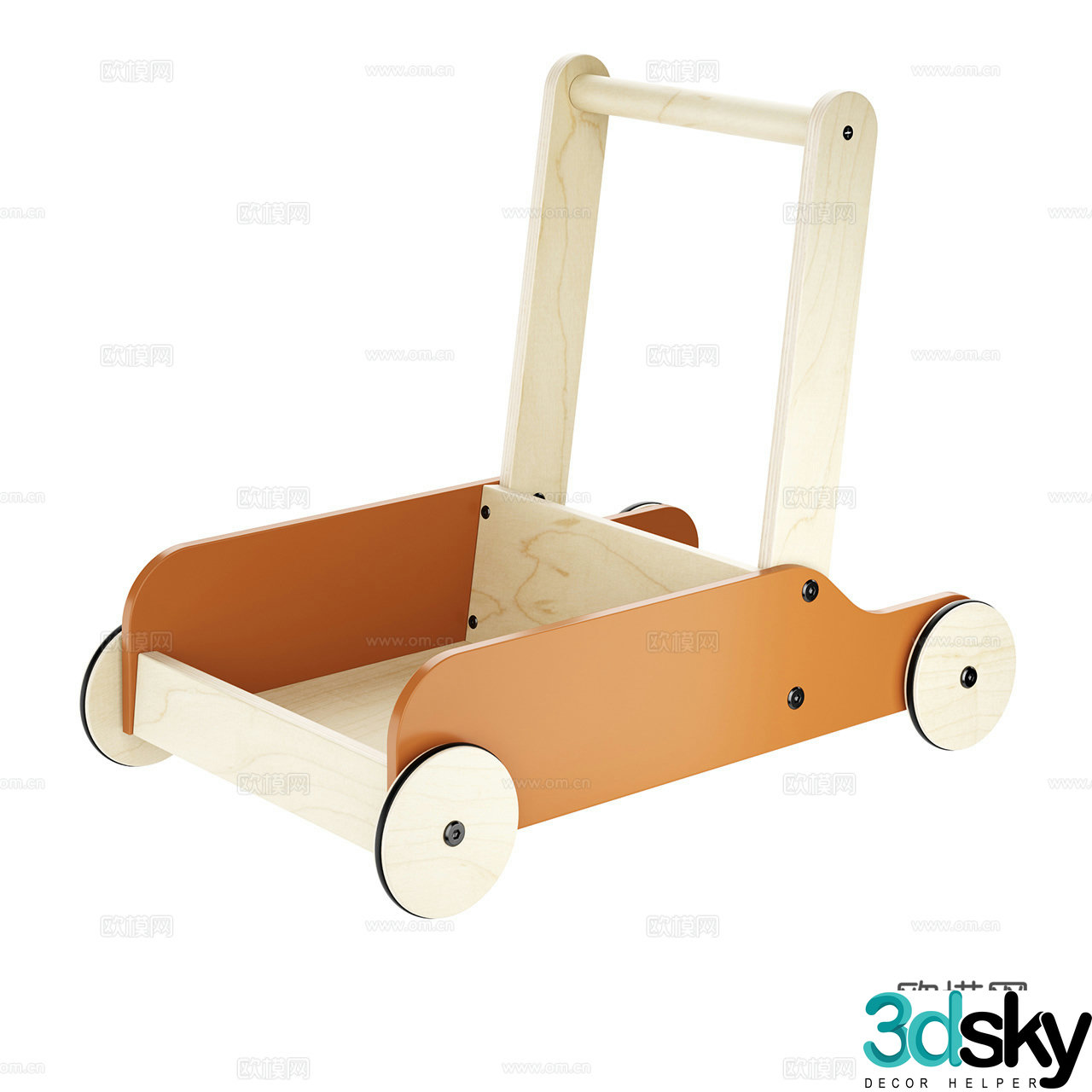 Liewood Nordic toy cart trolley wooden toy toy toy car 3d model
