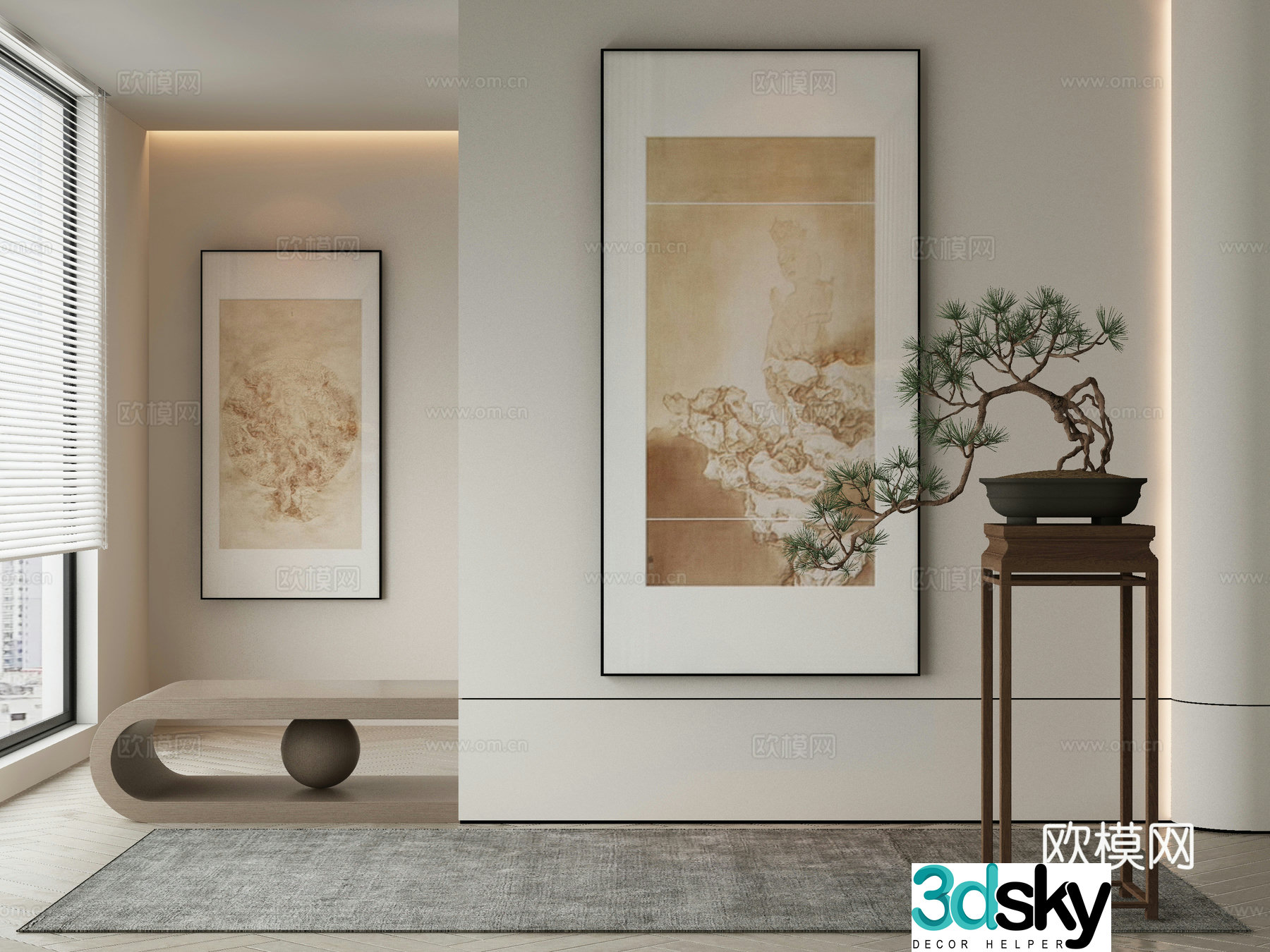 New Chinese style wasabi paintings oil paintings 3D model