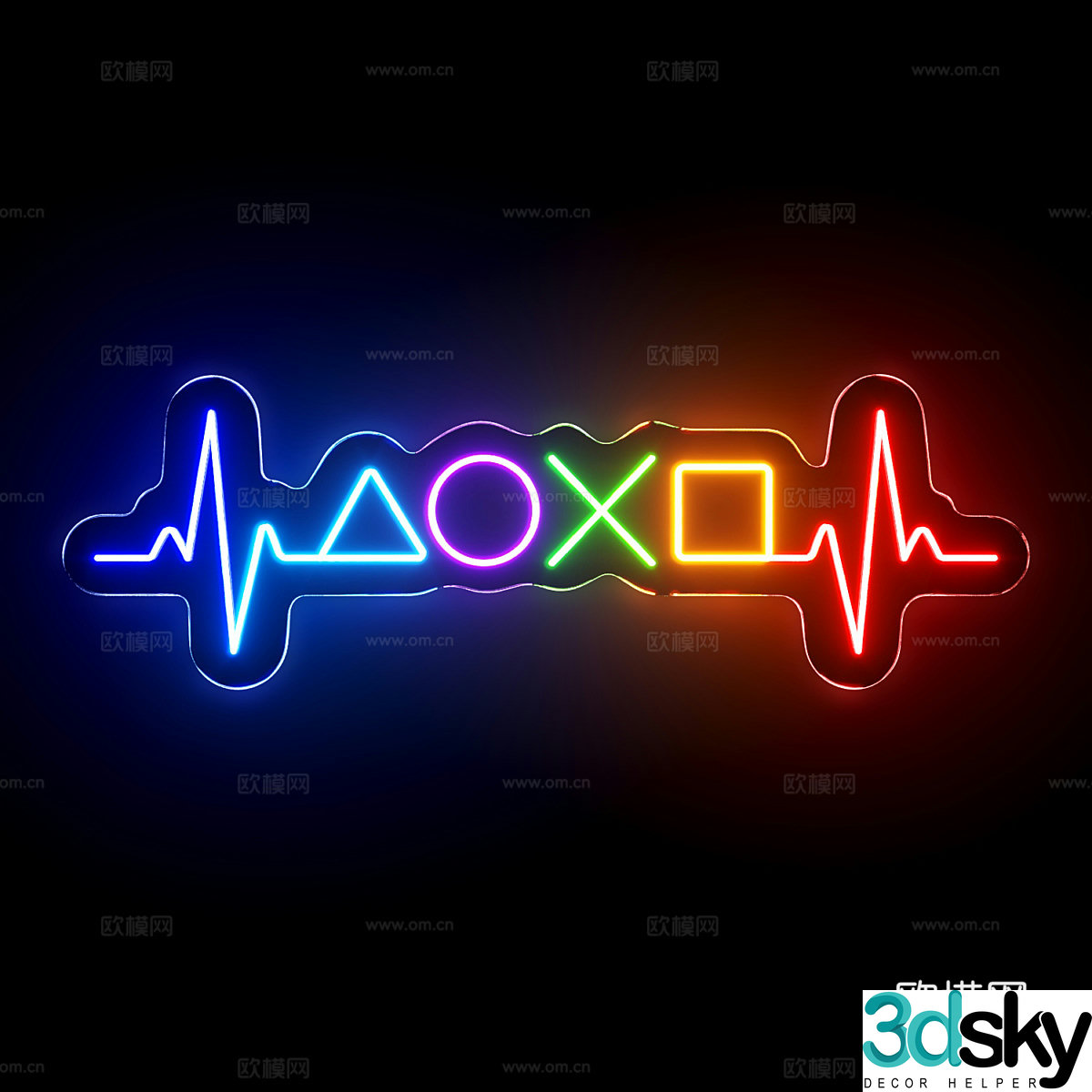 Modern neon sign 3d model