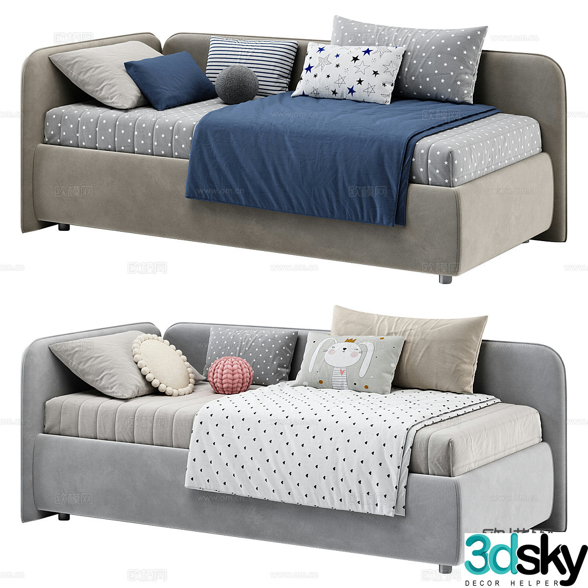 New Chinese style children’s fabric sofa bed 3D model