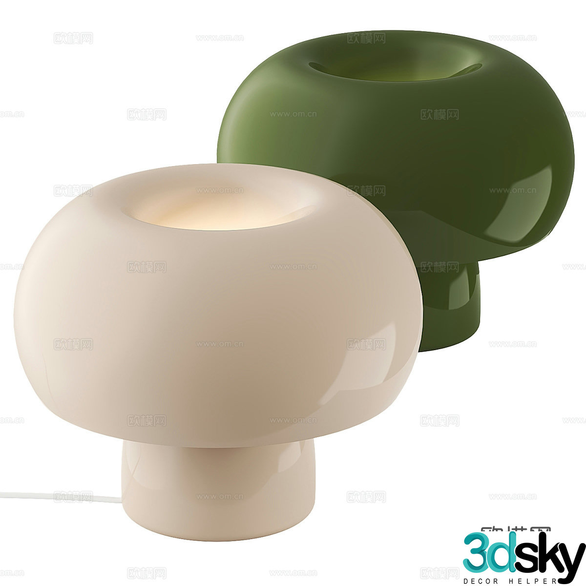 Modern Creamy Style Mushroom Table Lamp 3D Model