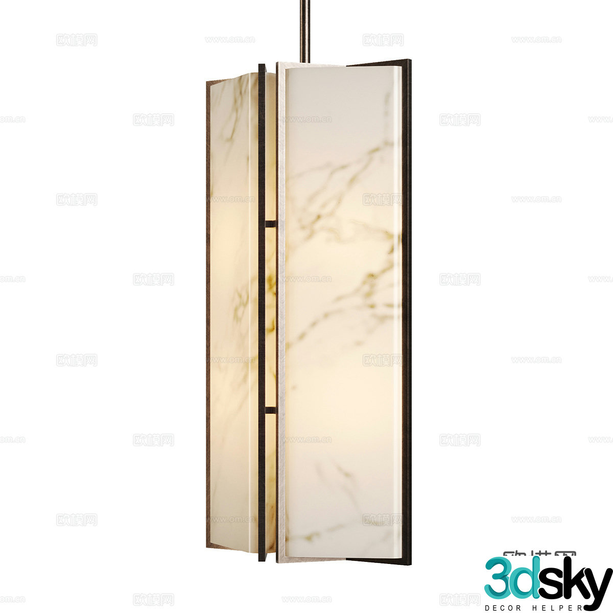 New Chinese light luxury stone chandelier 3D model