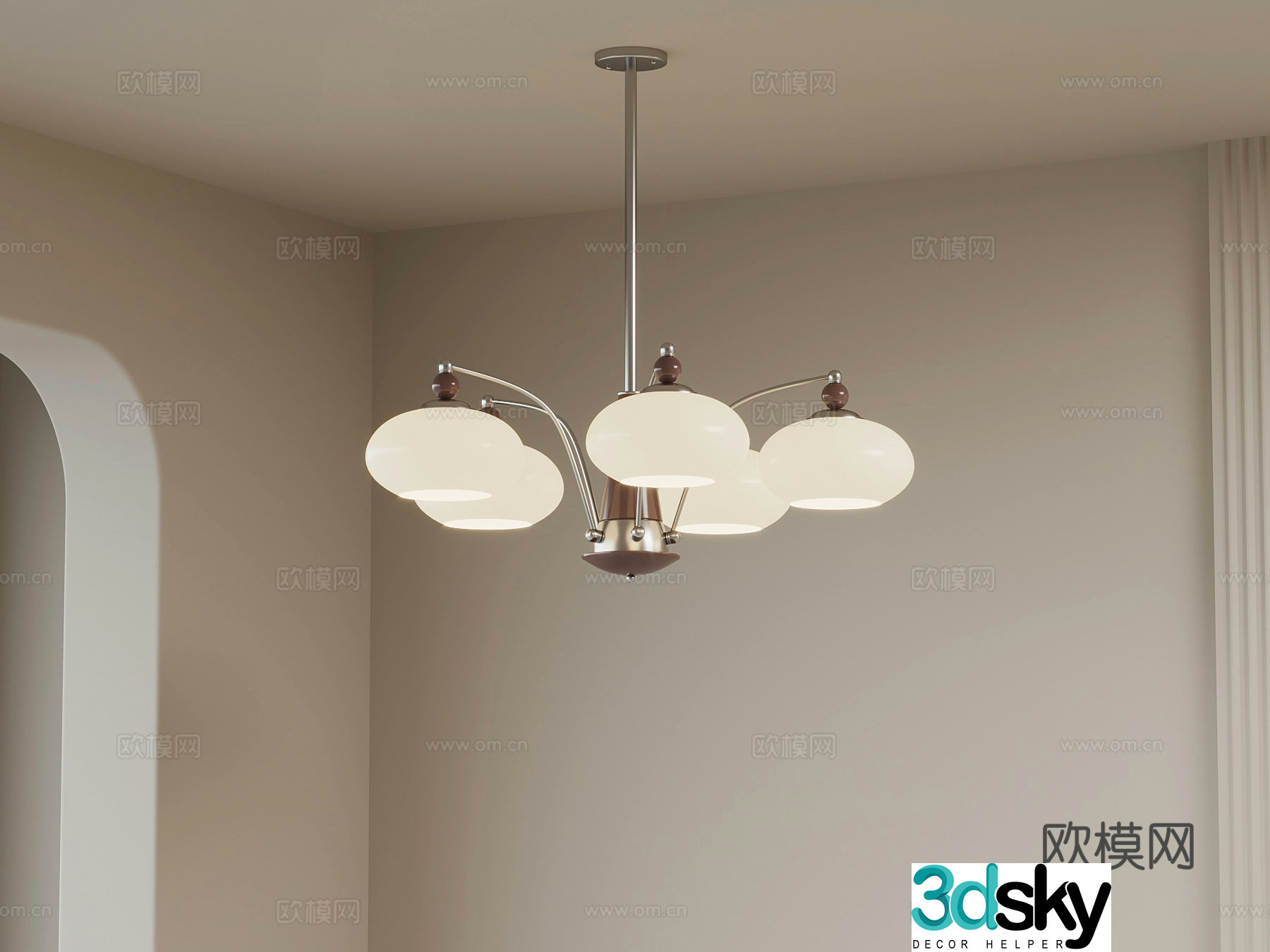 Nordic retro living room chandeliers 3d model