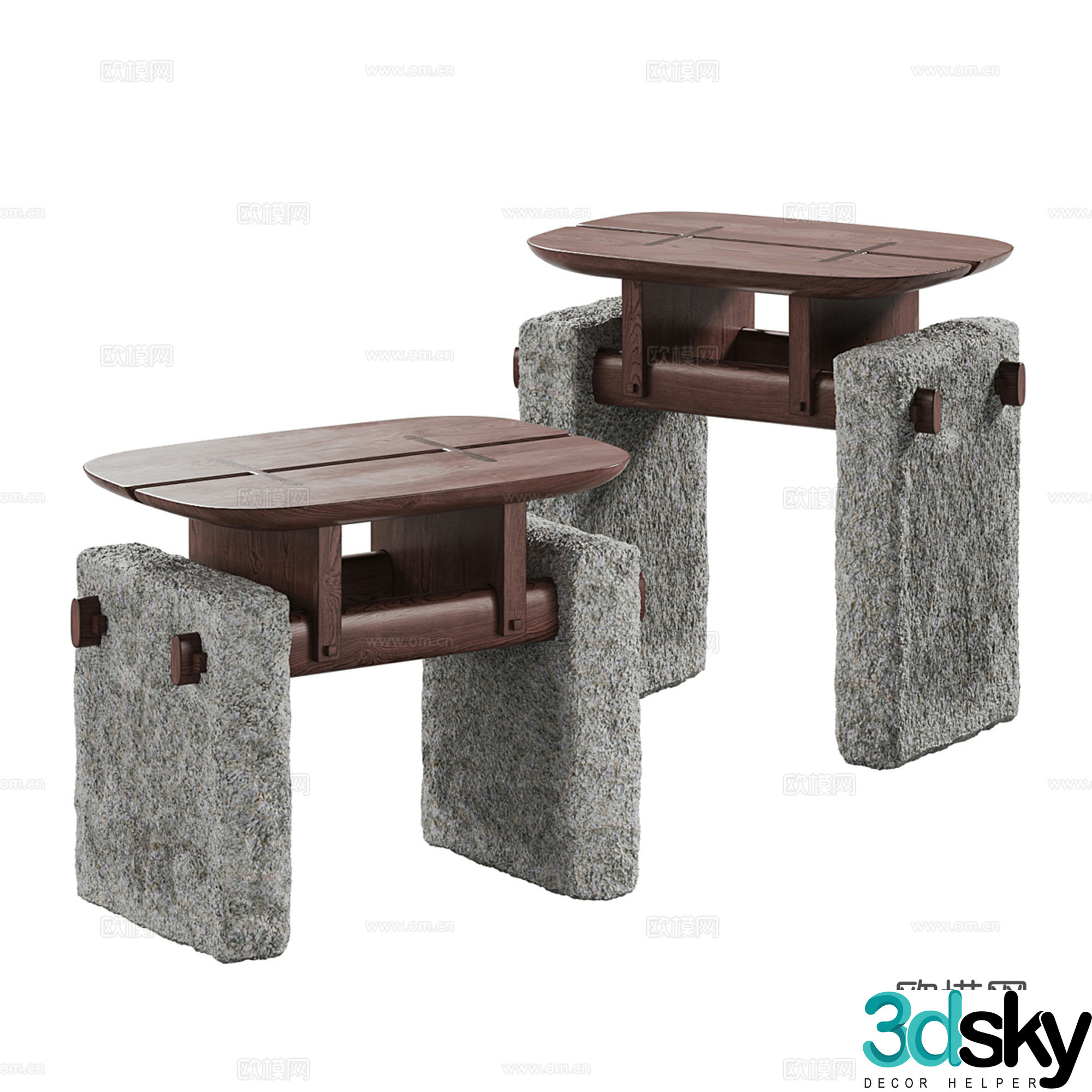 Medium style sofa stool low stool side horn 3D model