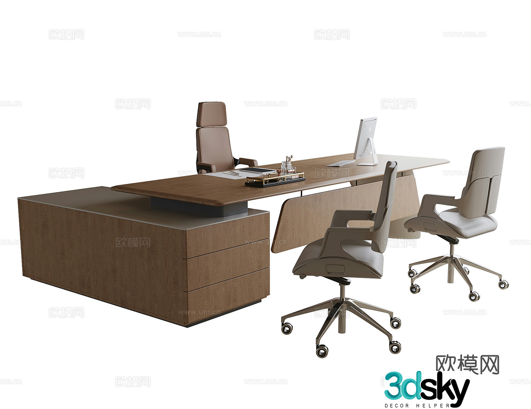 Modern boss office desk chair chair desk chair office chair 3d model