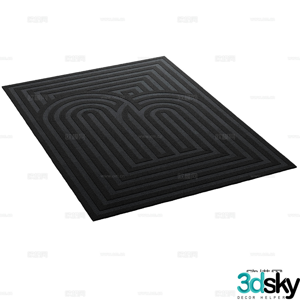 Feyyn Classic Black Carpet Striped Carpet Rectangular Carpet Square Carpet 3D Model
