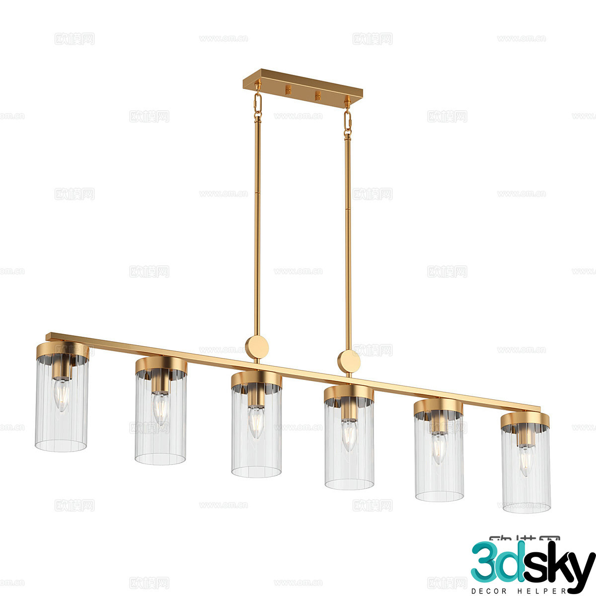 Modern restaurant chandeliers long chandeliers 3d model