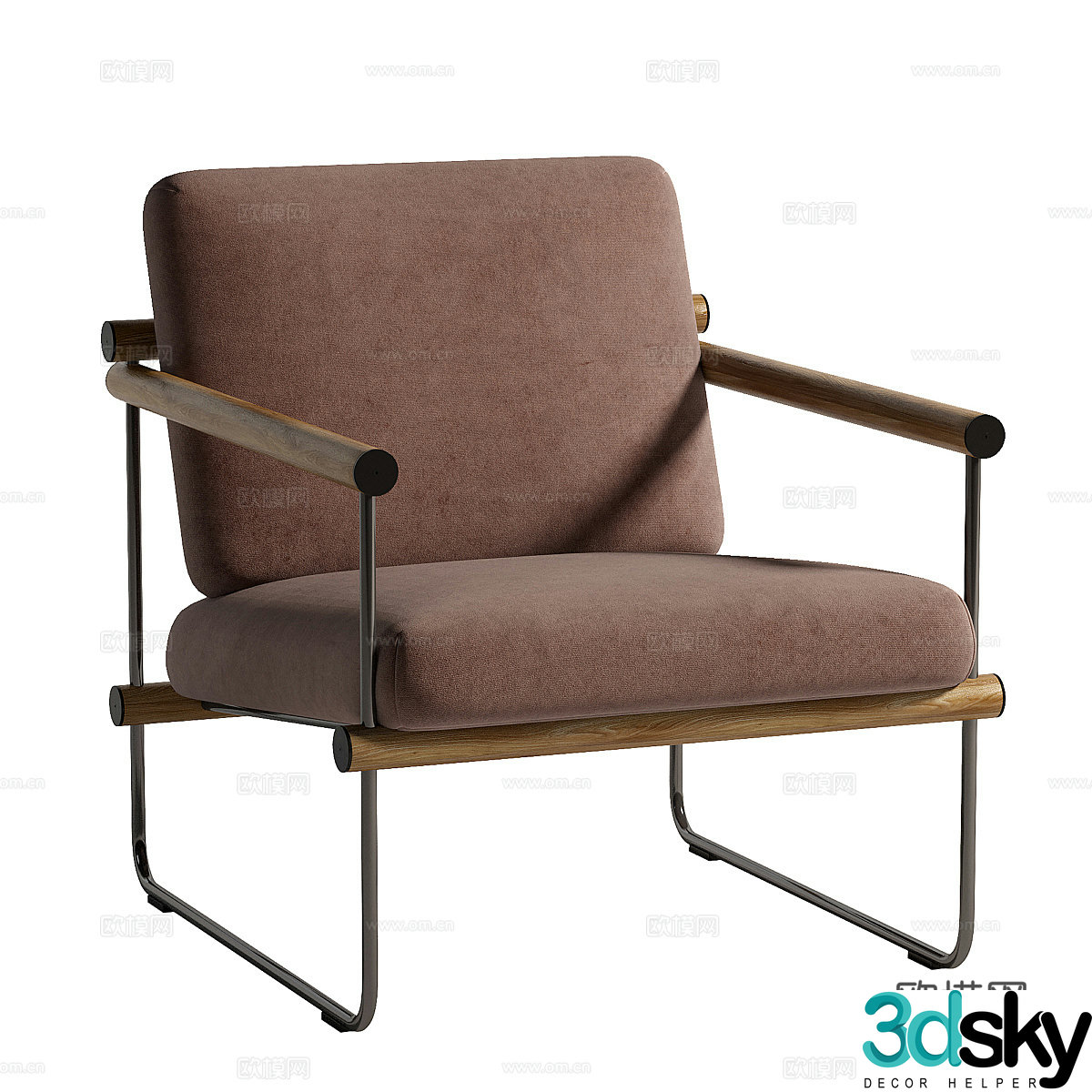 Modern Italian stainless steel fabric armchair 3d model