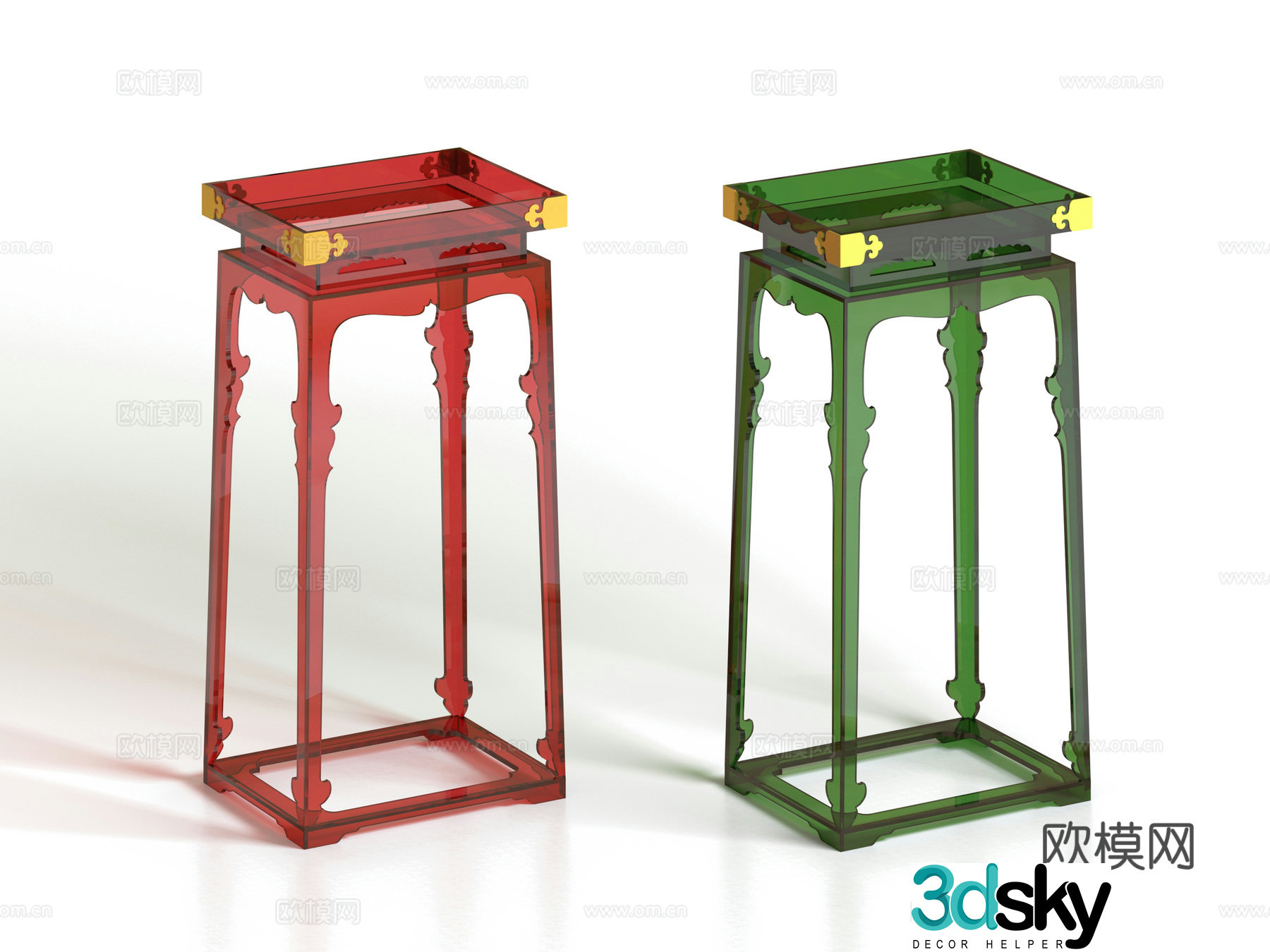 New Chinese Song style Acrylic Flowers Showcase 3D Model