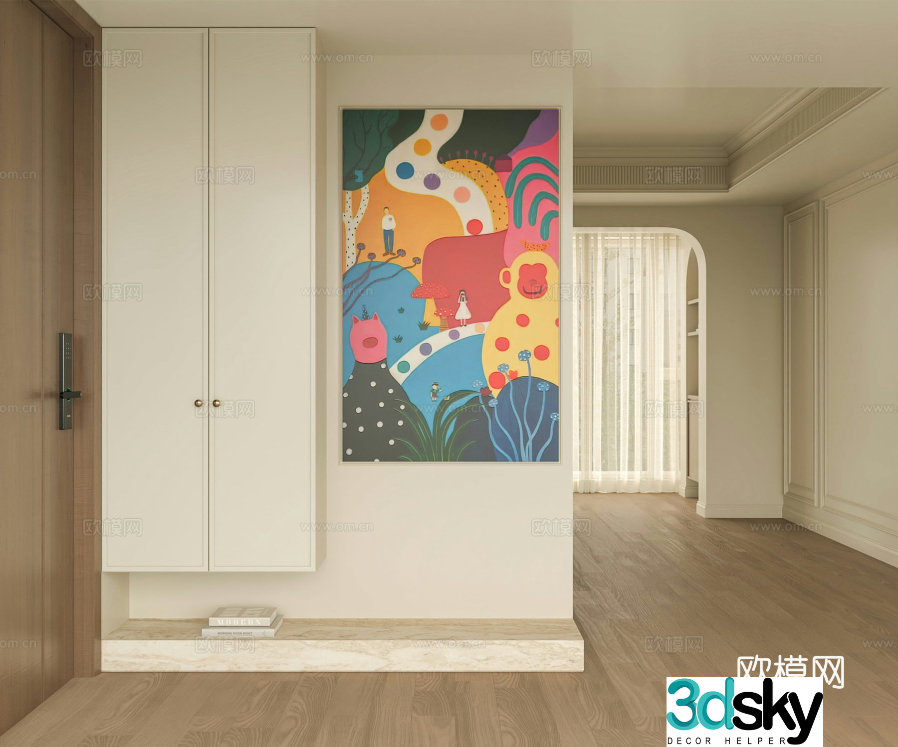 Modern cream hanging painting 3d model