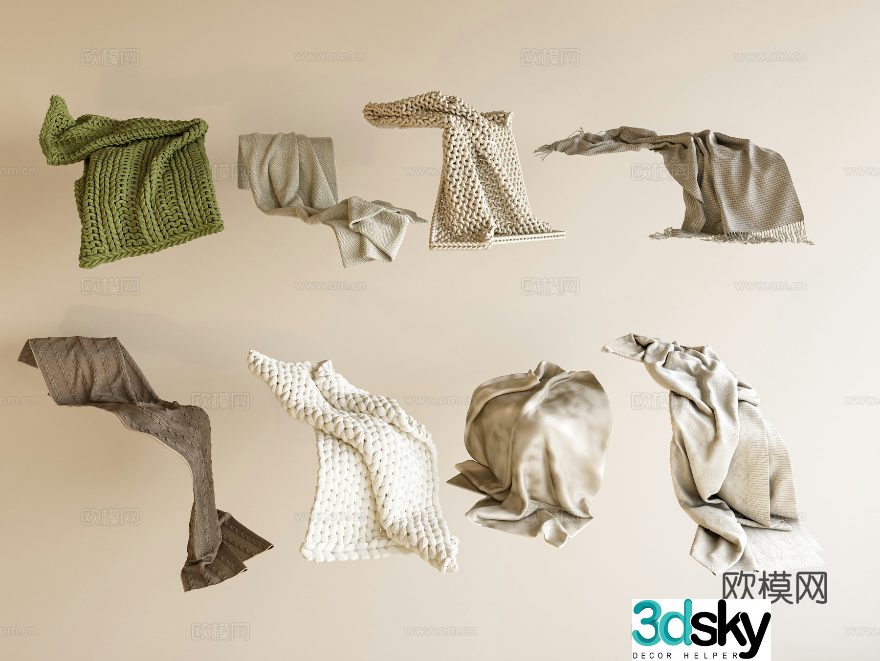 Modern blanket fabric blanket towel knitted blanket bedding medium style blanket 3d model