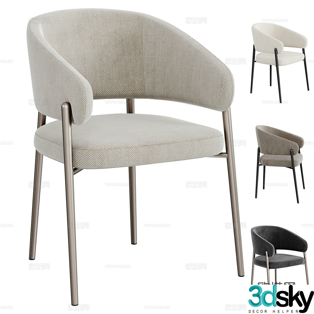 Modern Italian fabric single chair 3d model