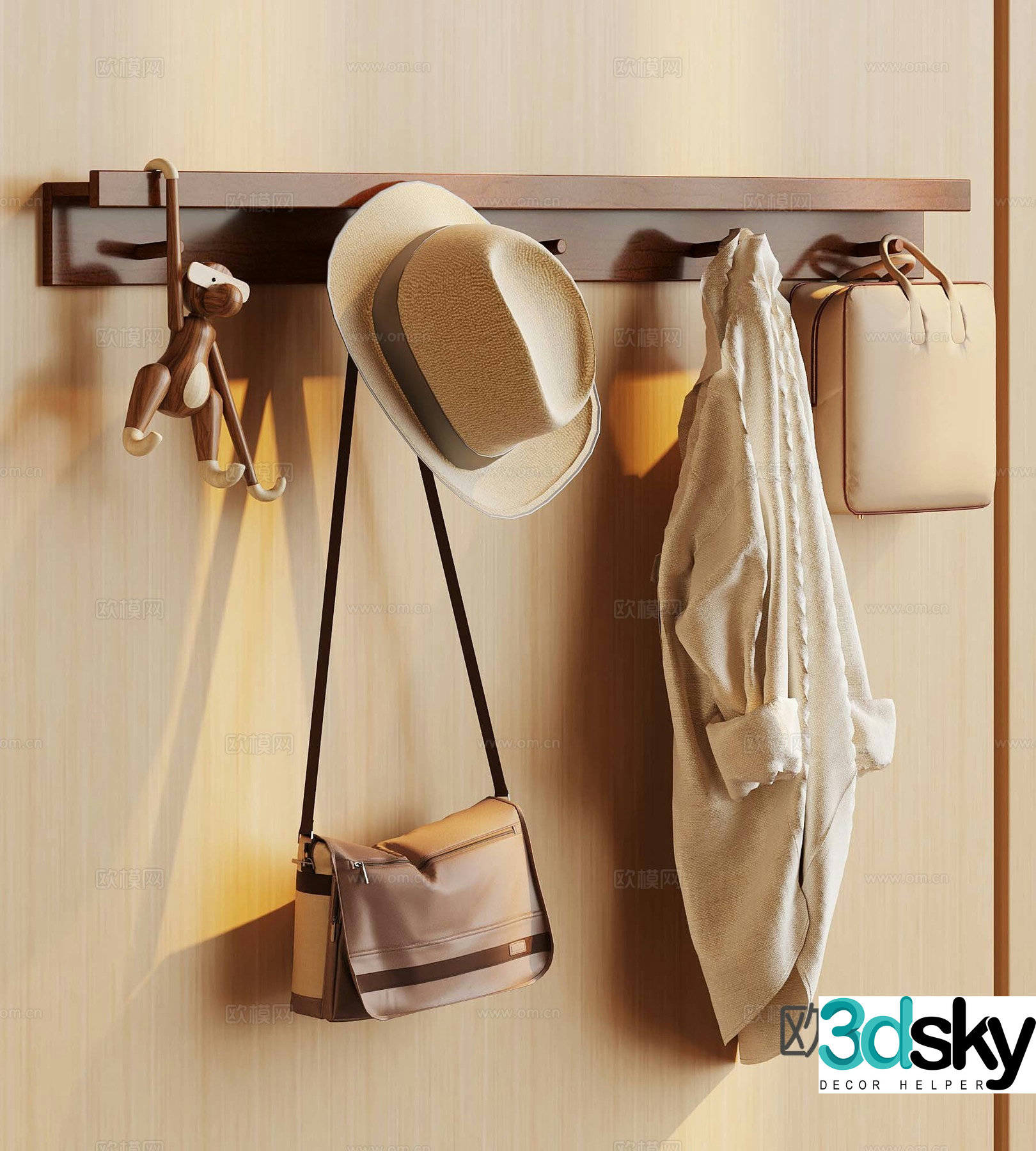 Modern medieval style clothes hook clothes board 3D model