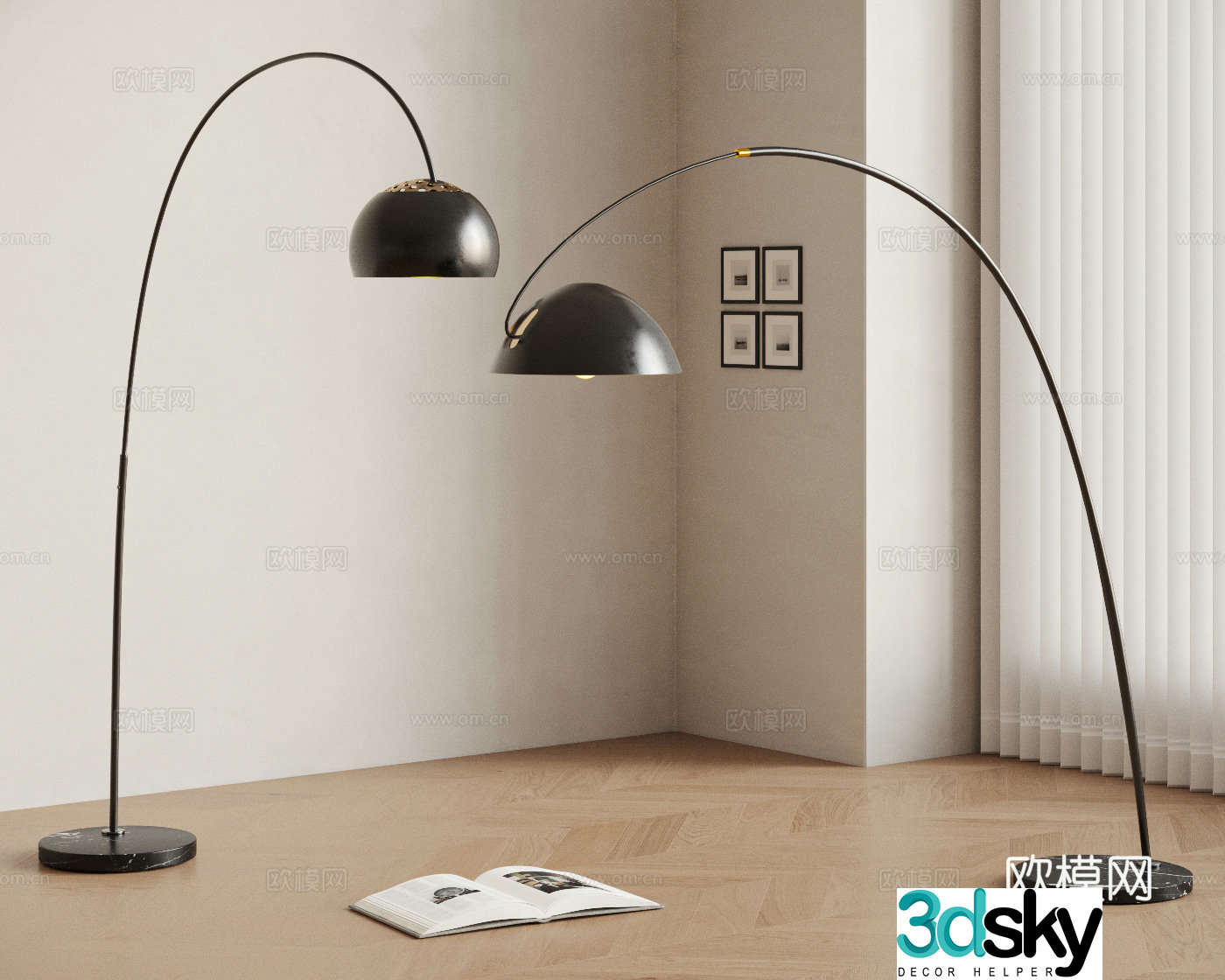 Modern floor lamp Fishing lamp FLOS floor lamp Metal floor lamp 3d model