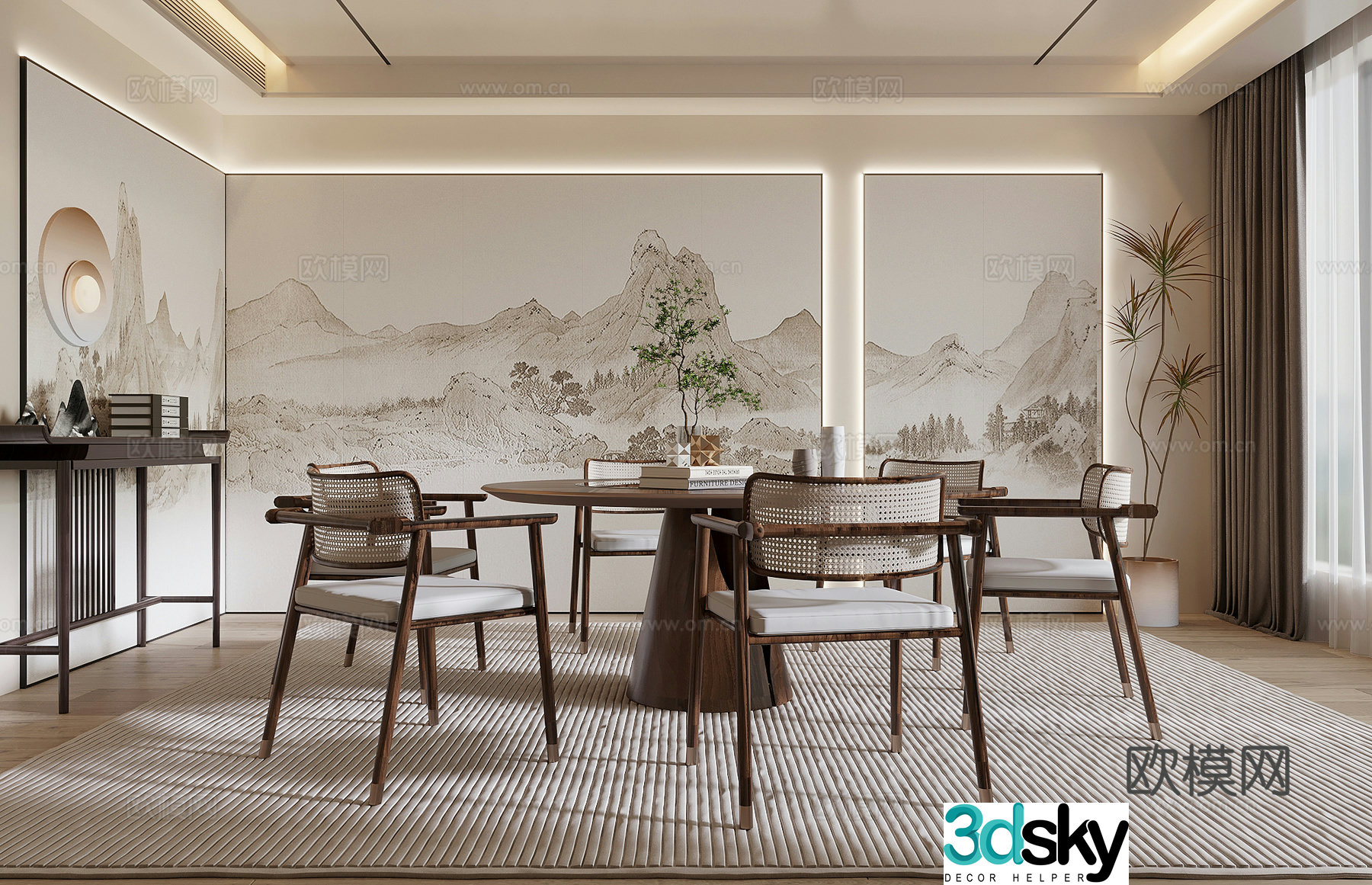 Restaurant New Chinese restaurant Dining table and chair 3D model