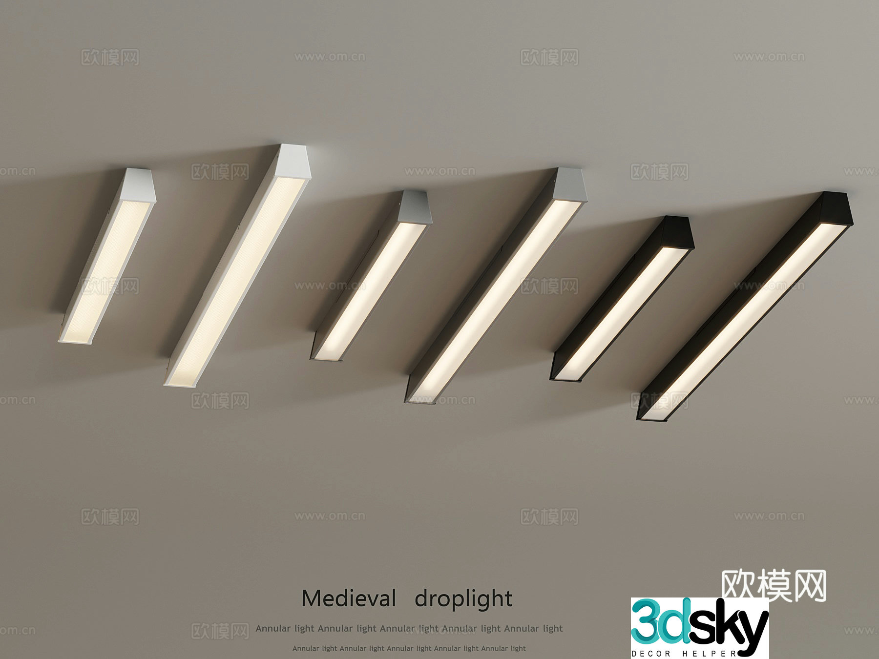 Modern long strip light ceiling lamp 3d model