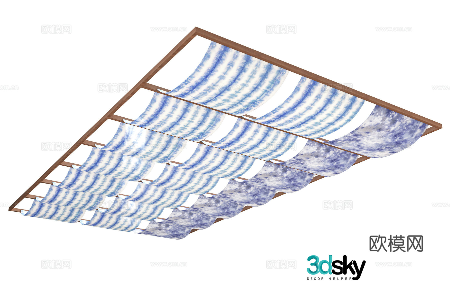 New Chinese style curtain ceiling tie-dye ceiling Chinese style curtain slow medieval style curtain decorative chandelier curtain 3d model