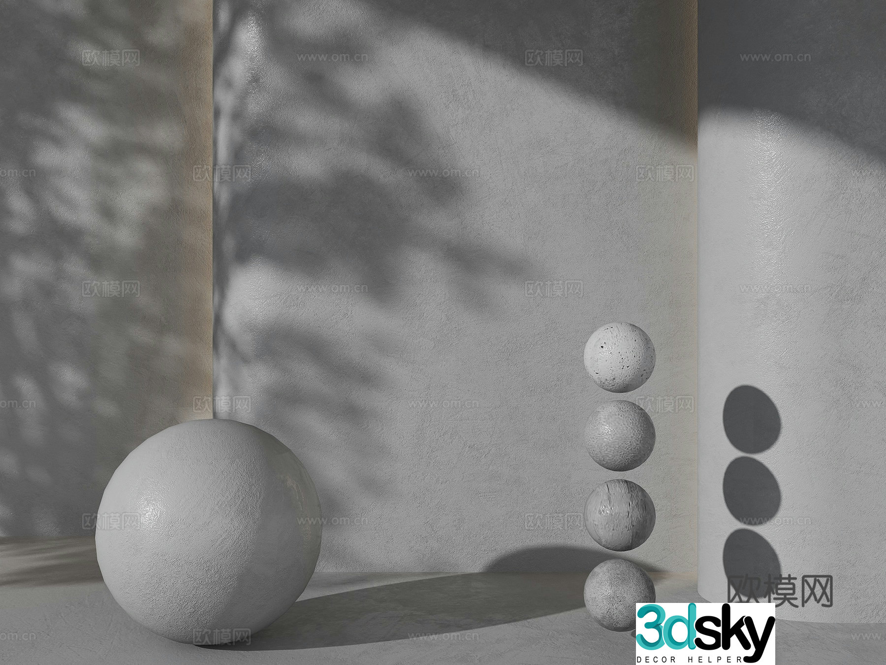 Gray paint micro cement wall gray artistic wall real stone paint coating industrial style wall 3D model