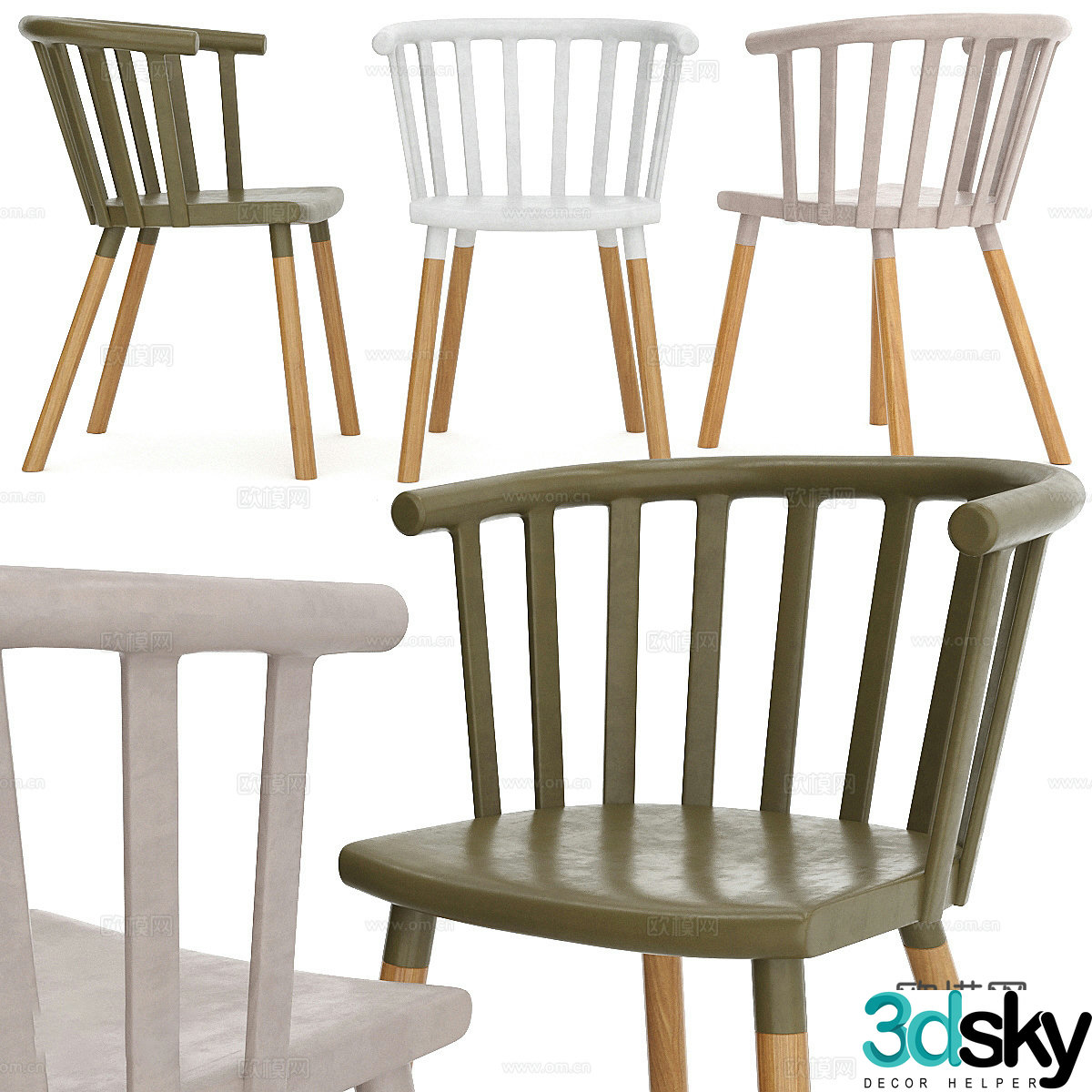 Modern Nordic log wind chair 3d model