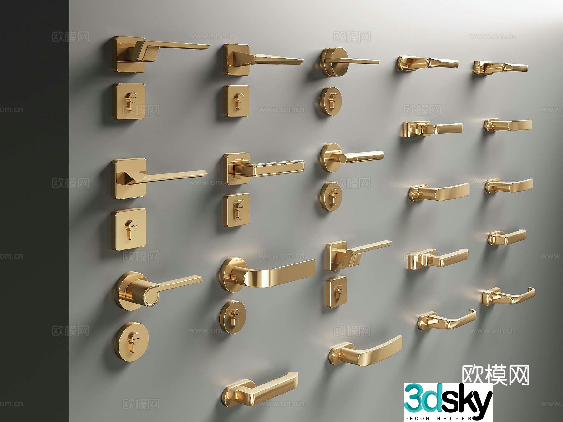Modern door handle 3d model
