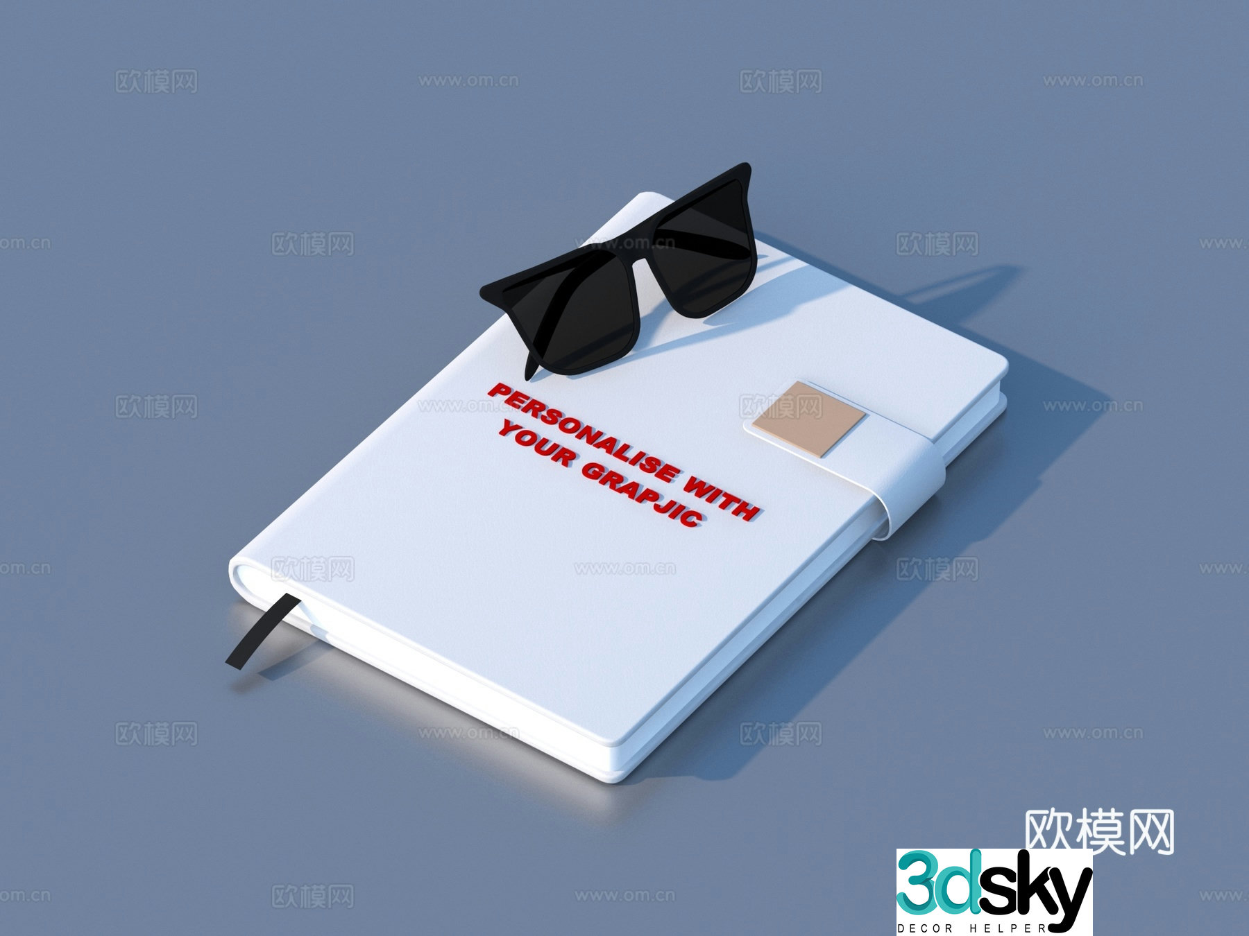 Book Notebook Sunglasses 3d model