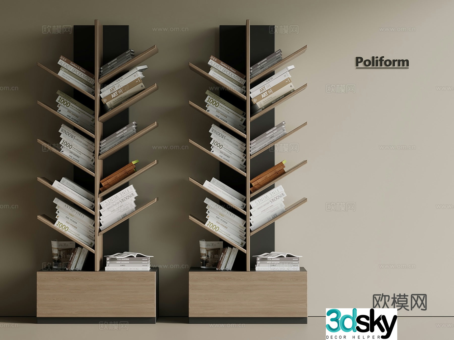 Italian light luxury bookshelf decorative rack magazine newspaper 3d model