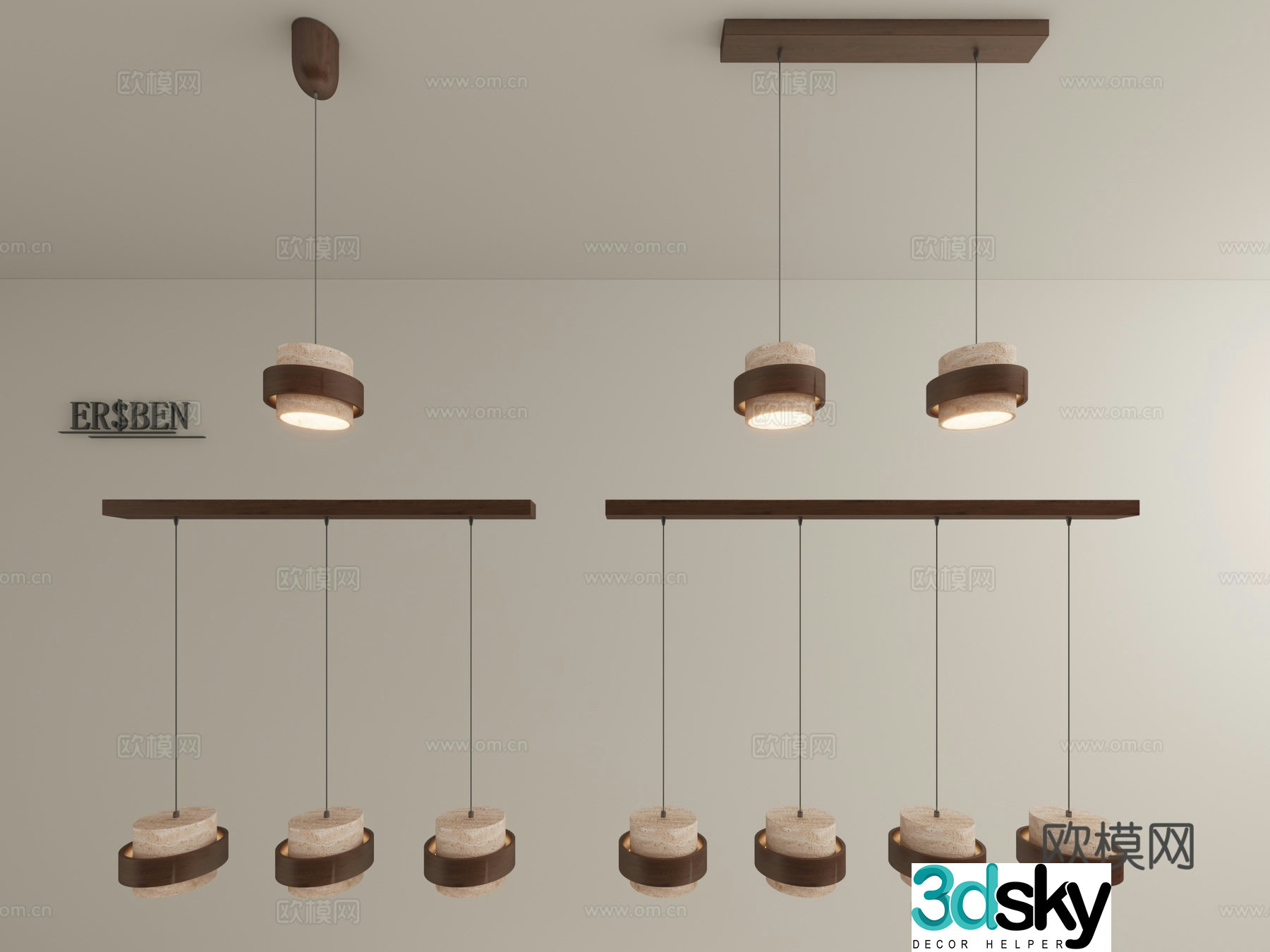 Medium-old bedside bedroom chandeliers can lift high-end retro wasabi style American bar study dining room lamp 3D model