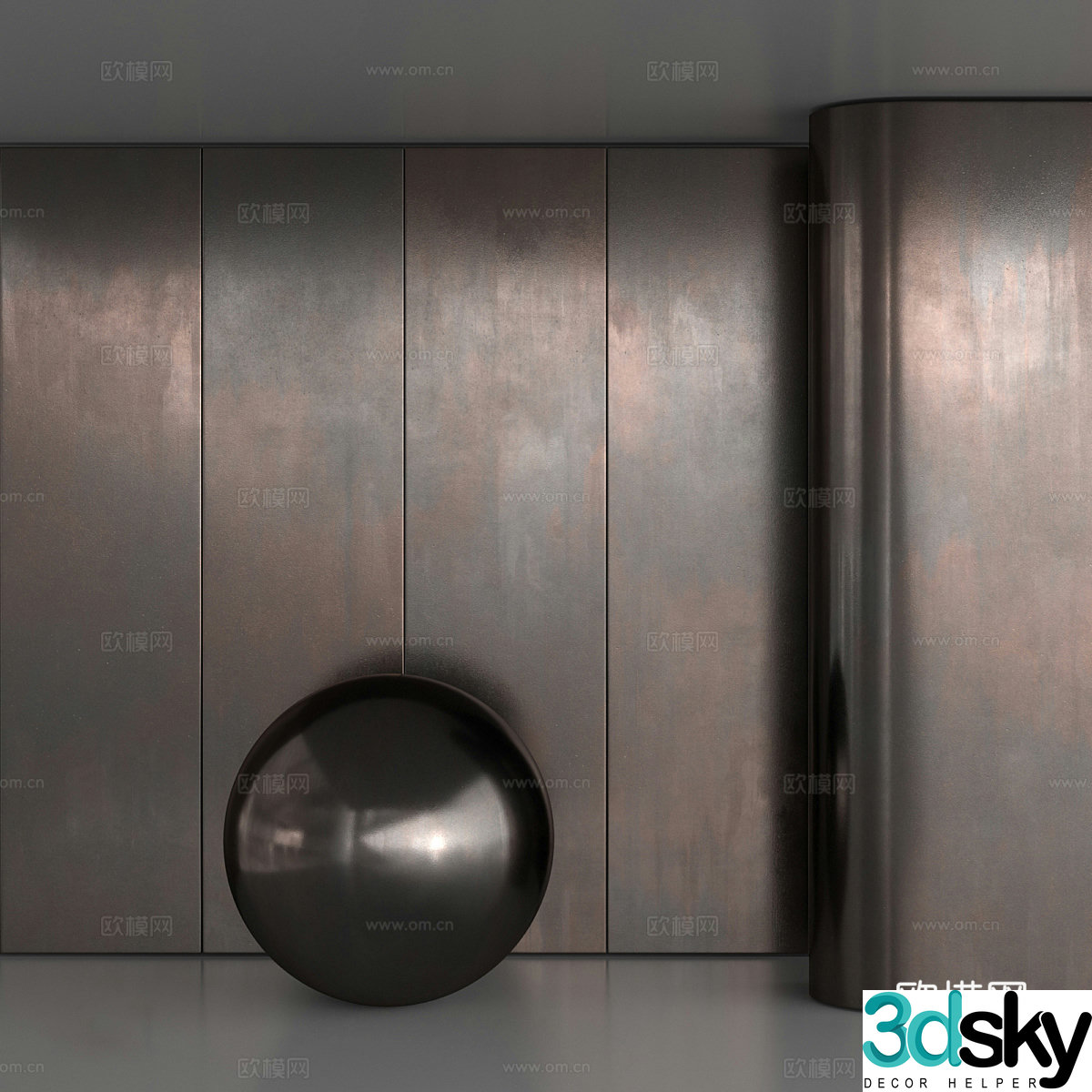 New Chinese style old metal material 3D model
