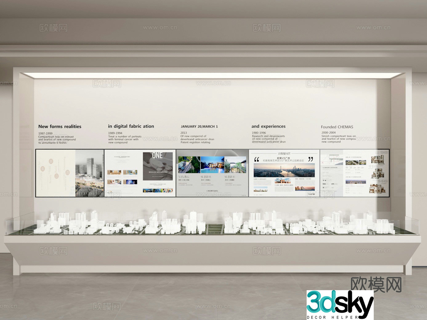Exhibition hall cultural wall 3d model