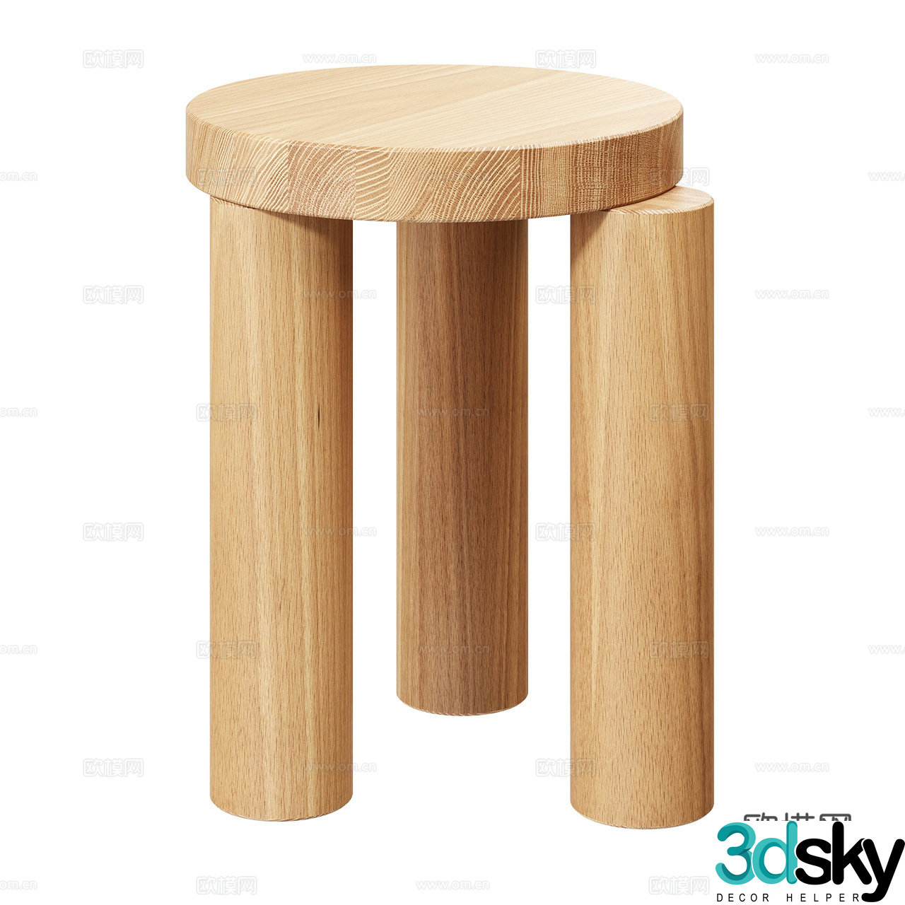Resident Nordic stool minimalist stool log stool wooden stool round stool 3d model
